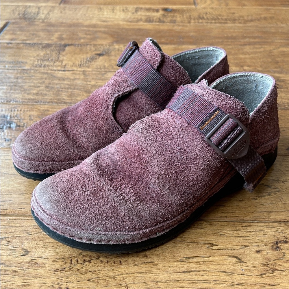 Chaco Women's Suede Slip-On Shoes in Burgundy - Picture 5 of 9